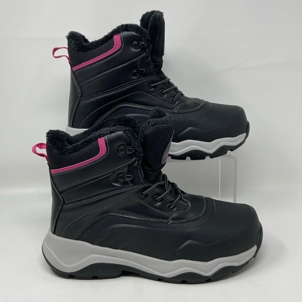 NWOT KHOMBU Hybrid Black & Pink Winter Boots Size 8